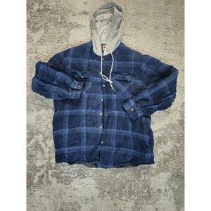 Wrangler Men's Long Sleeve Quilted Lined Flannel Shirt Jacket with Hood (Size L)